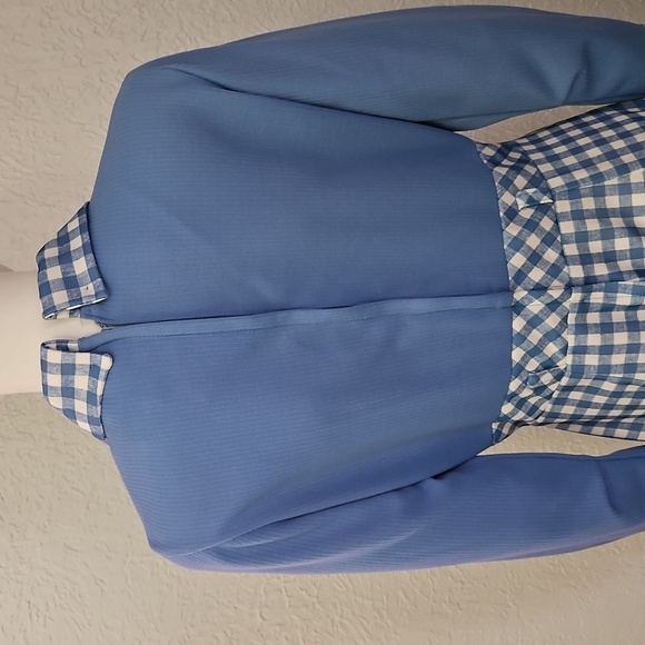 VTG JENNIFER GEE 1970s Baby Blue and White Gingham Long Sleeve Maxi Dress - Picture 8 of 11